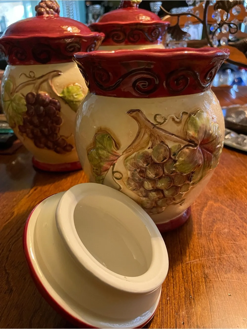 Vintage Certified International Kate M. Rastie Grapevine Canister 9”